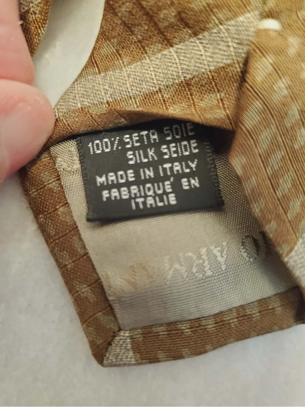 Giorgio Armani Silk Tie In Brown & Cream